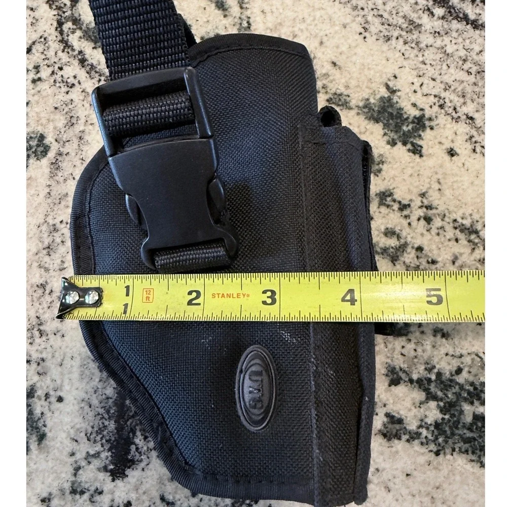 UTG Black Nylon Tactical Holster with Adjustable Buckle Strap and Side Pouch